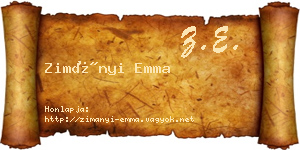 Zimányi Emma névjegykártya