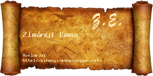 Zimányi Emma névjegykártya
